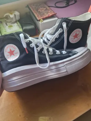Converse plataforma negras y rosas