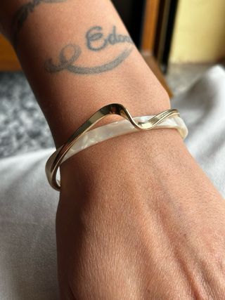 Bracciale rigido oro resina effetto marmo vintage