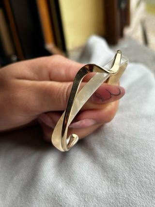 Bracciale rigido oro resina effetto marmo vintage