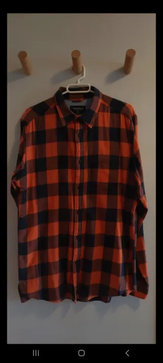 Camisa cuadros Springfield naranja y negra