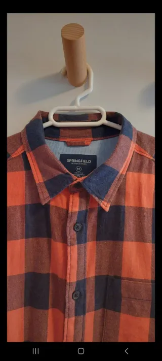 Camisa cuadros Springfield naranja y negra