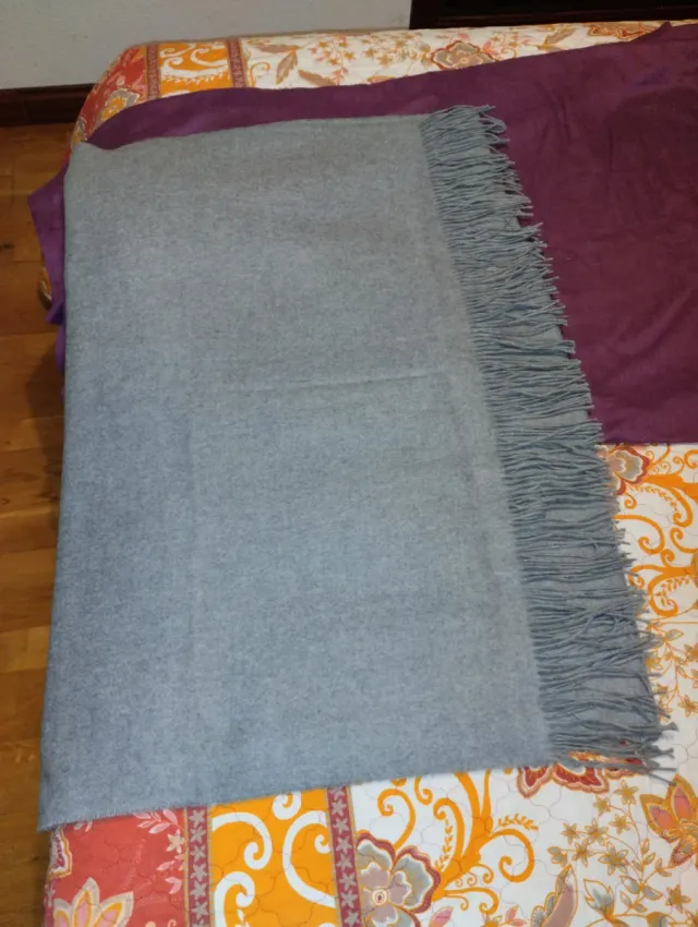 2 Fular/Estola Lana Gris y Morado