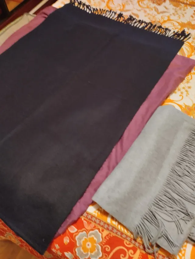 2 Fular/Estola Lana Gris y Morado