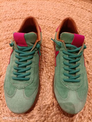 Zapatillas Cetti Mujer Piel Verde/Rosa Talla 37