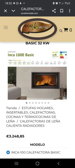 Chimenea Calefactora Lacunza Inca 100