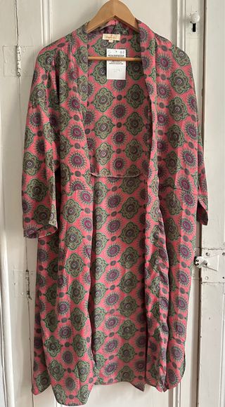 Kimono indio de seda estampado floral