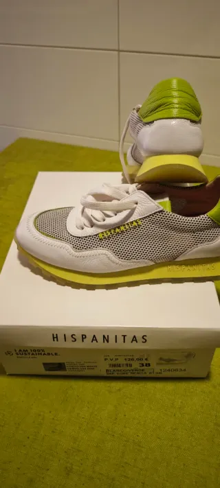 Zapatillas Hispanitas Talla 38 Blancas/Verdes
