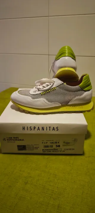 Zapatillas Hispanitas Talla 38 Blancas/Verdes