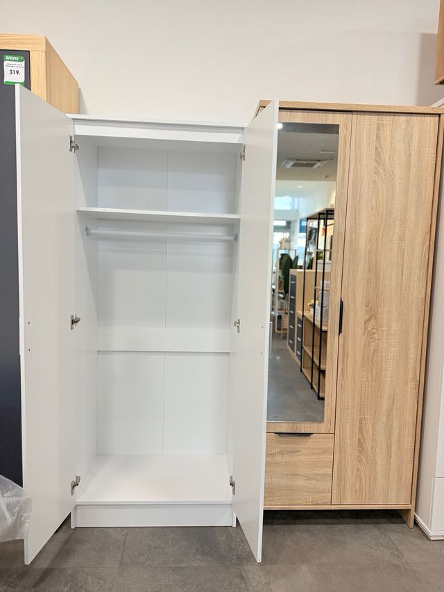 Armario 2 puertas blanco y roble