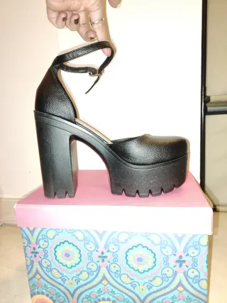 Zapatos tacón plataforma negros 37