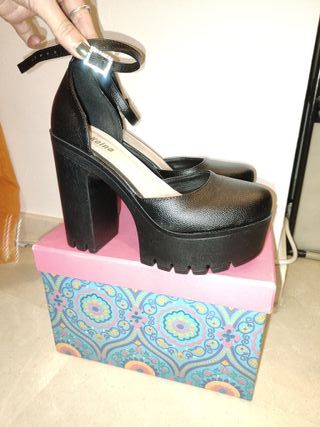 Zapatos tacón plataforma negros 37