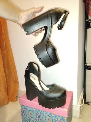Zapatos tacón plataforma negros 37