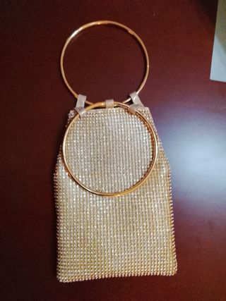 Bolso de malla cristal imitación oro