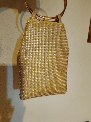 Bolso de malla cristal imitación oro