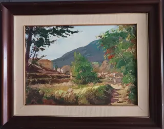 Oleo paisaje Vintage Pintor Truano