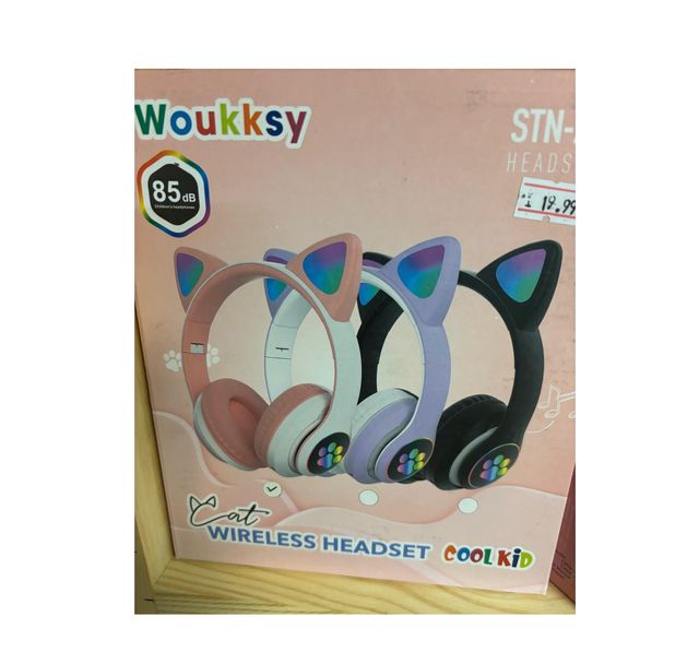 Cascos inalámbricos gato luces LED Bluetooth