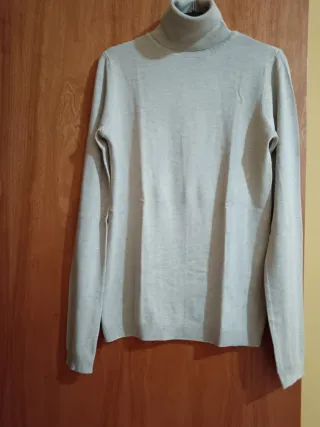 Jersey cuello alto señora beige talla única