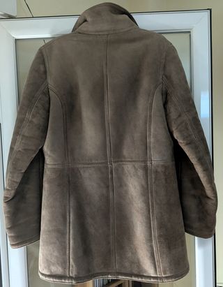 Chaquetón Piel Vuelta Beige/Marrón