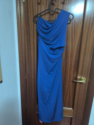 Vestido azul de 1 tirante con cutout