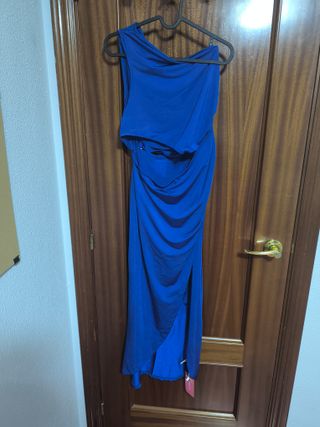 Vestido azul de 1 tirante con cutout