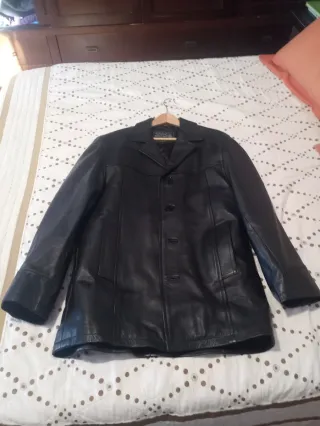 Abrigo de cuero negro hombre Talla XL