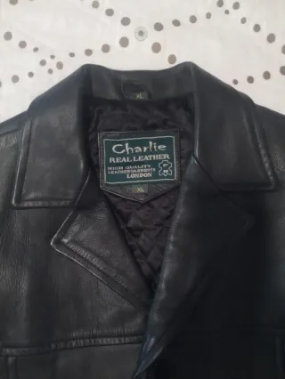 Abrigo de cuero negro hombre Talla XL