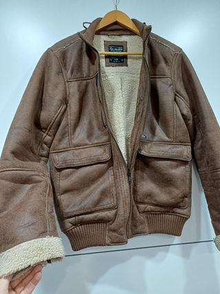 Abrigo borrego marrón y beige