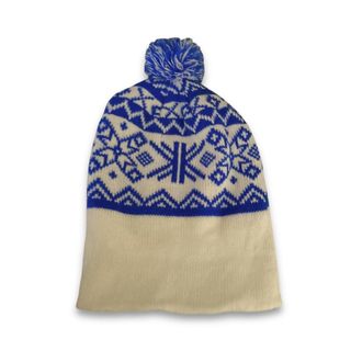 Berretto con pon pon blu e bianco
