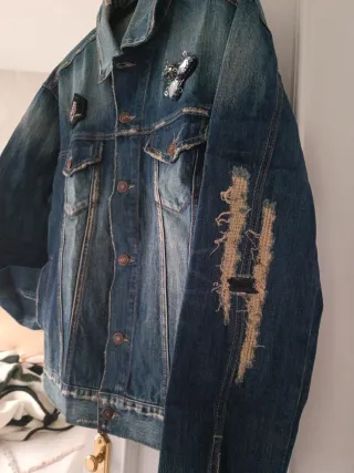 Chaqueta vaquera Blanco con parches