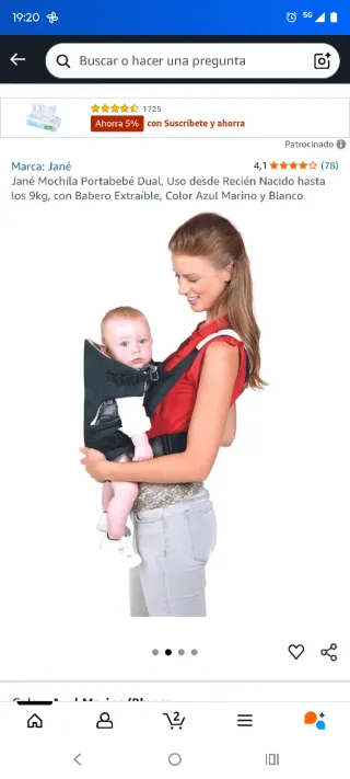 Mochila Porta Bebé Jane Azul y Blanca