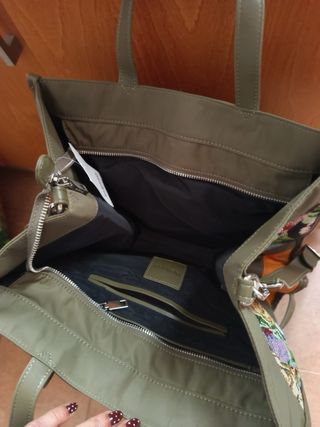 Bolso Tote Desigual Kaki Patchwork