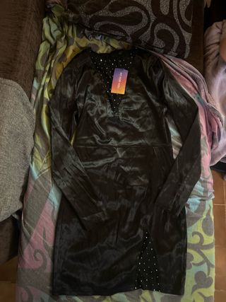 Vestido fiesta corto negro M mujer