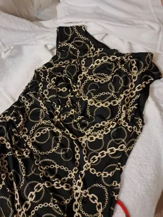 Vestido Seda Nudos Marinero Negro/Dorado