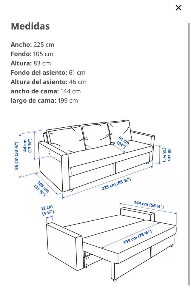 Sofá Cama matrimonio ,IKEA Gris 3 Plazas , canapé.