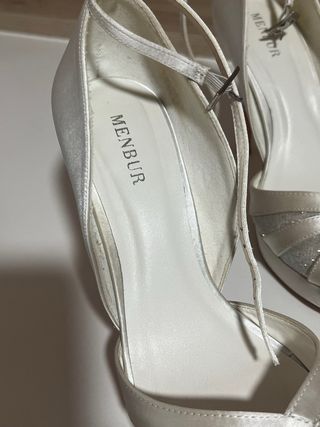 Tacon Novia Menbur Talla 39 Blanco/Plata