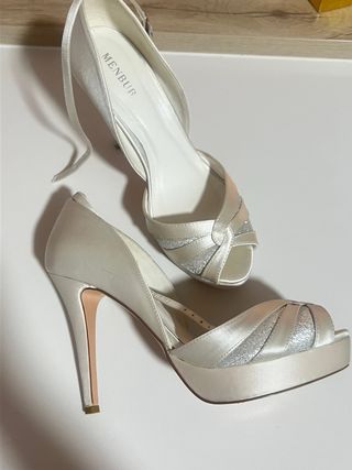 Tacon Novia Menbur Talla 39 Blanco/Plata