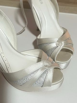 Tacon Novia Menbur Talla 39 Blanco/Plata