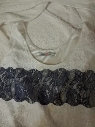 Blusa Love Honey azul y blanco talla L
