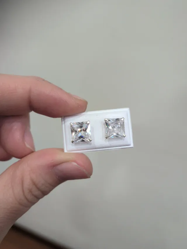 Pendientes Circonitas Cuadradas Plata