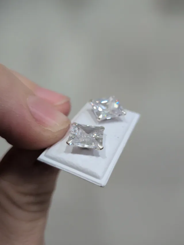 Pendientes Circonitas Cuadradas Plata