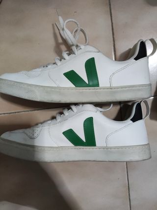Veja zapatillas blancas logo verde