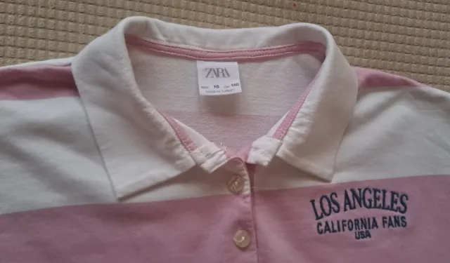 Polo Zara niña rayas rosa talla 10