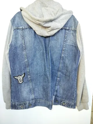 Giacca denim con cappuccio – Vintage streetwear L