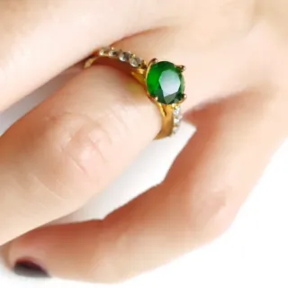 Anillo Art Decó Piedra Verde 