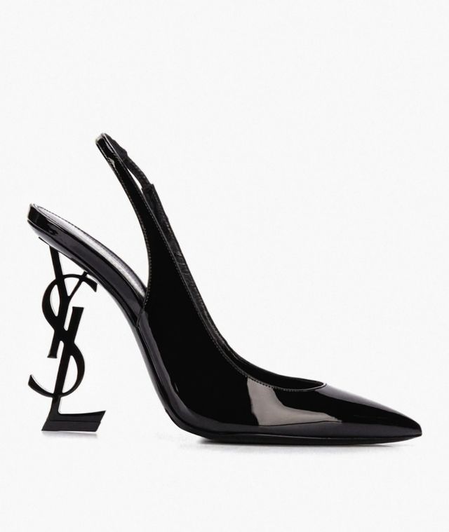 Yves Saint Laurent Slingback Tacón Logo Negro