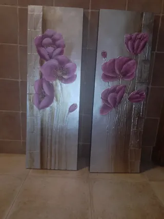 2 Cuadros Flores Moradas