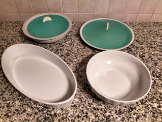 Set 2 Pirofile Ceramica con Coperchio Verde