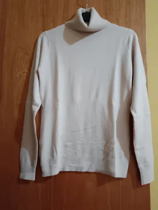 Jersey de señora cuello alto rosa