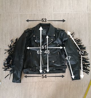 Cazadora de flecos trampera cuero auténtico M 