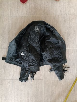 Cazadora de flecos trampera cuero auténtico M 